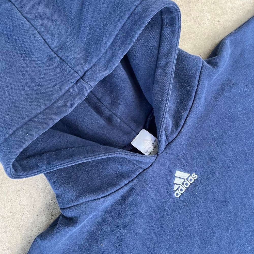 1990s Adidas Center Logo Baggy Blue Hoodie size XL - Picture 3 of 3